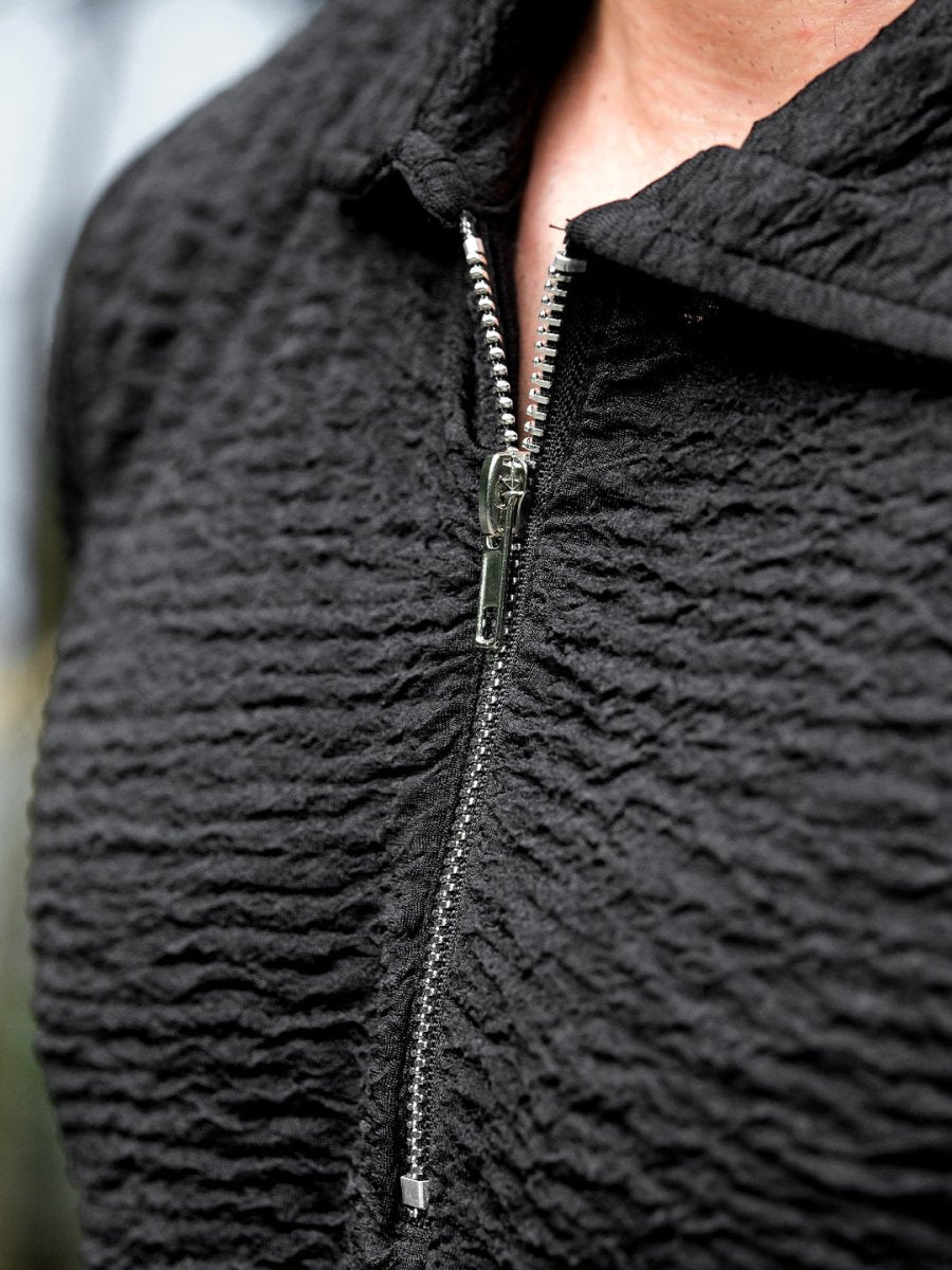 Black Textured Polo