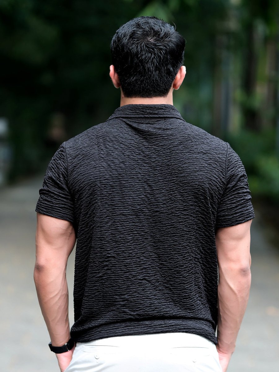 Black Textured Polo