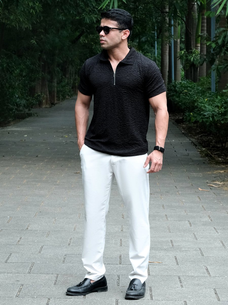 Black Textured Polo