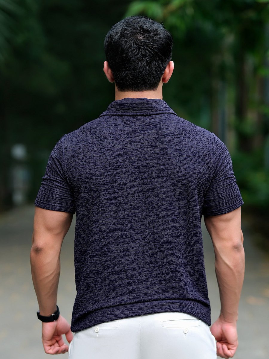 Blue Textured Polo
