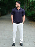 Blue Textured Polo