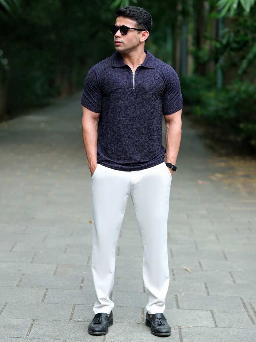 Blue Textured Polo