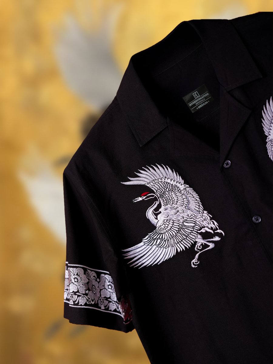 Crane Embroidered | Relaxed Fit | Luxe Cotton Shirt