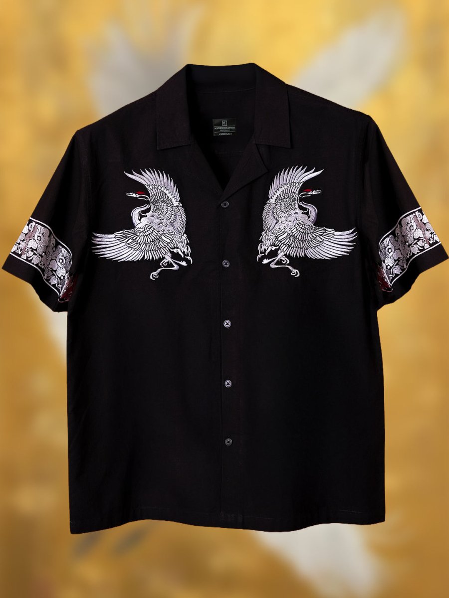 Crane Embroidered | Relaxed Fit | Luxe Cotton Shirt