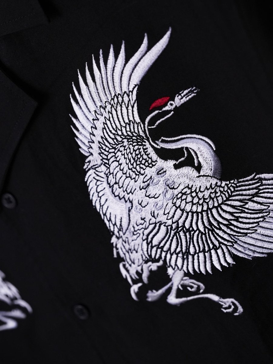 Crane Embroidered | Relaxed Fit | Luxe Cotton Shirt