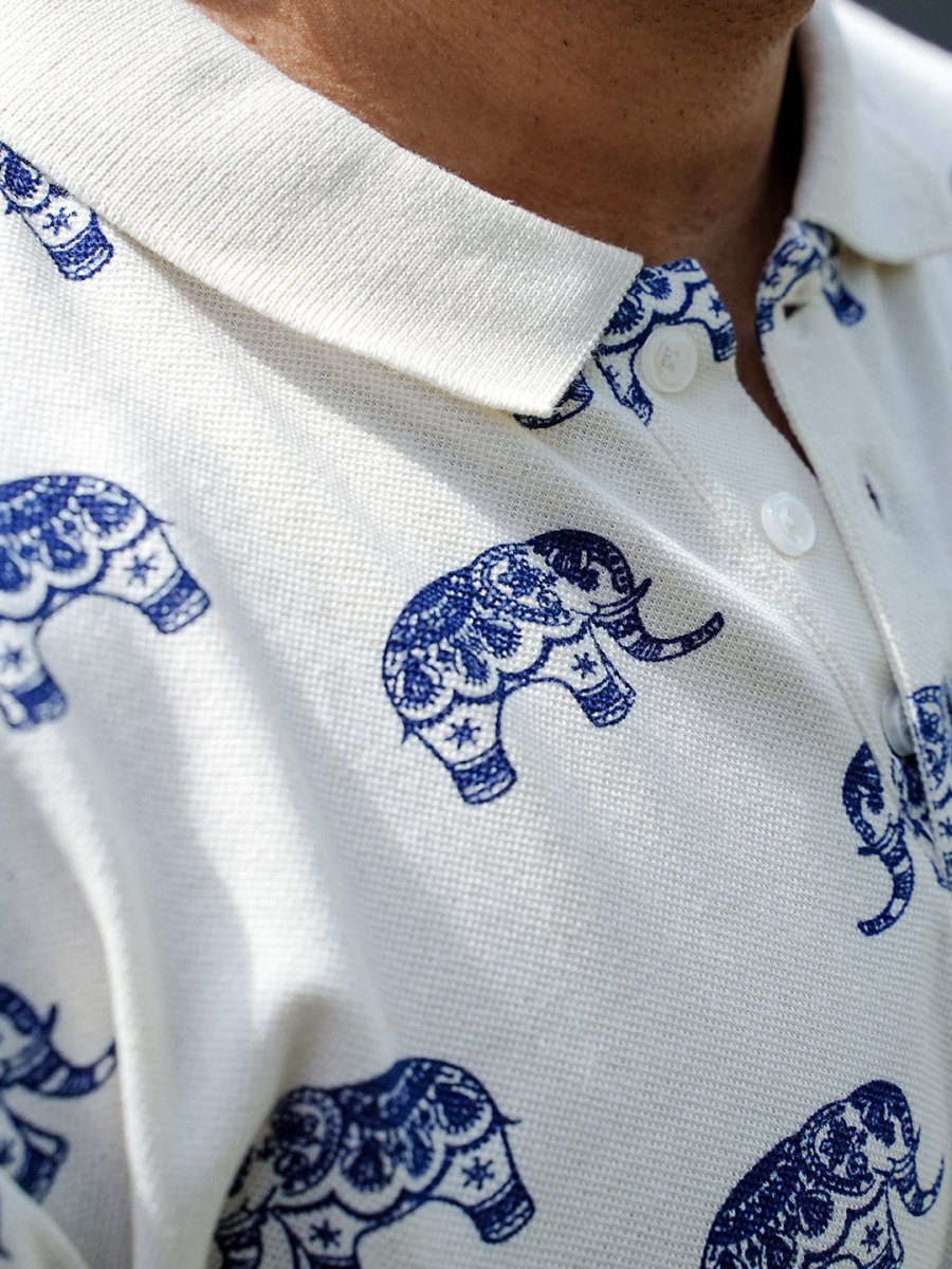 Elephant Print Polo