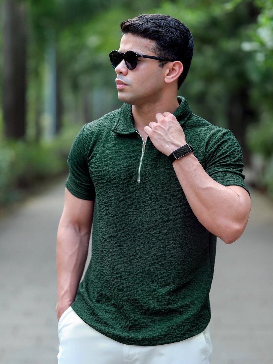Green Textured Polo
