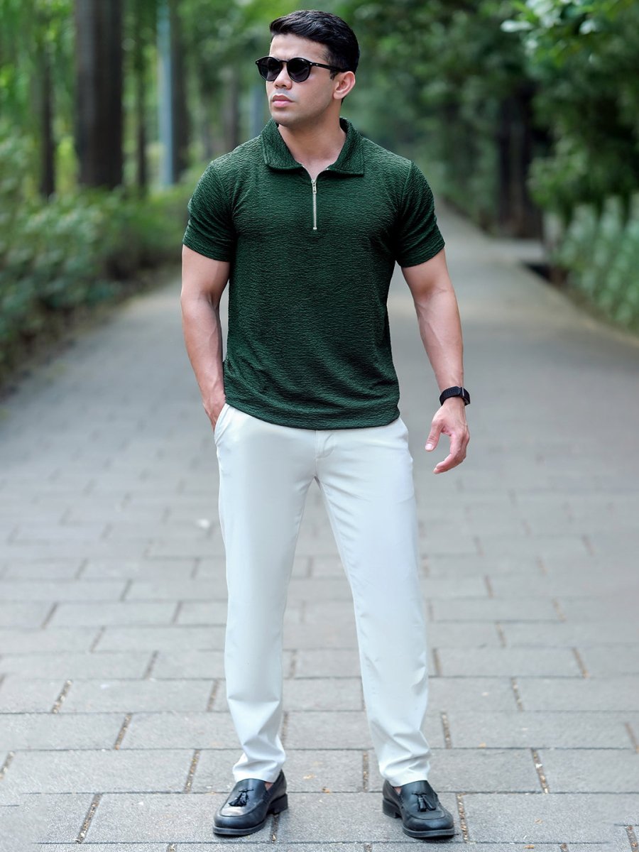 Green Textured Polo