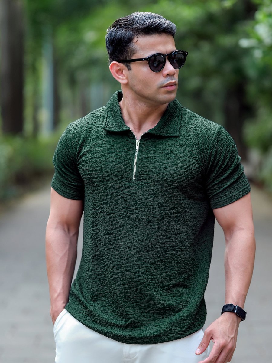 Green Textured Polo