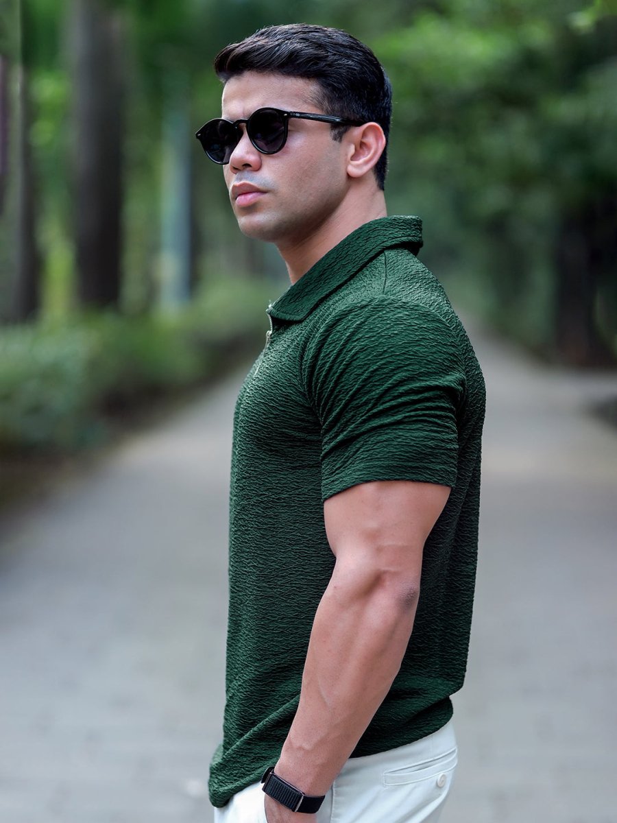 Green Textured Polo