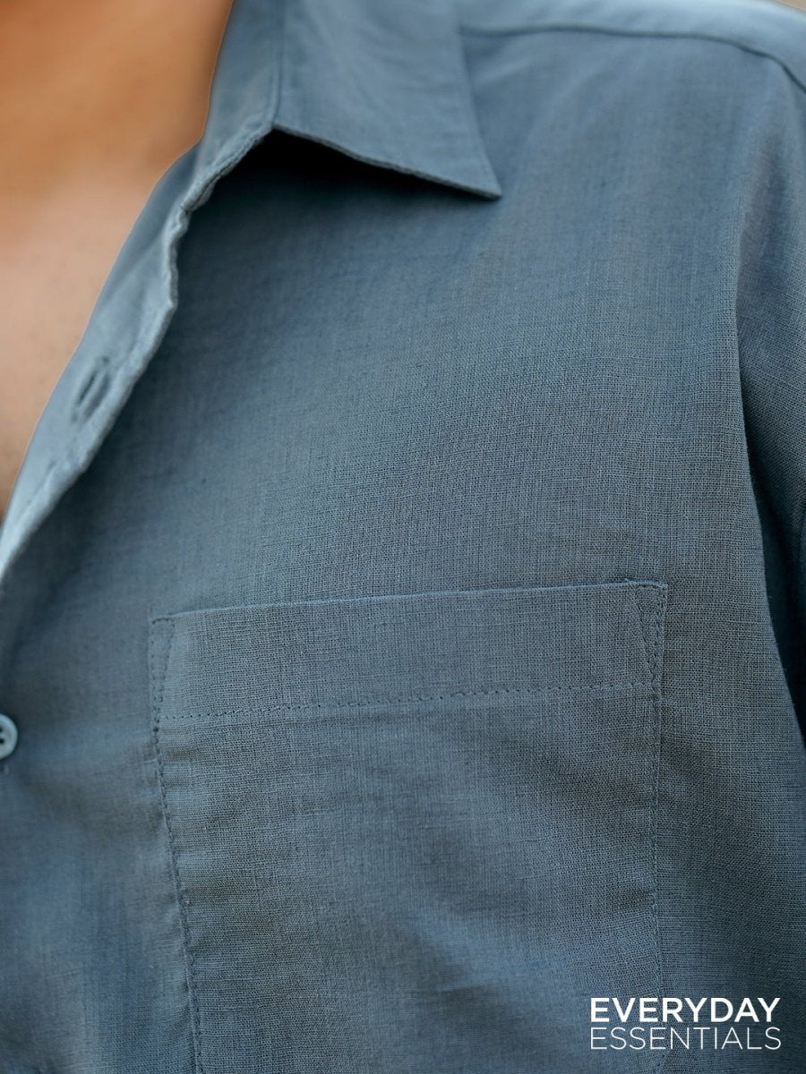 Steel Blue Linen Shirt
