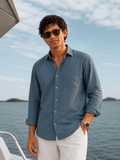 Steel Blue Linen Shirt