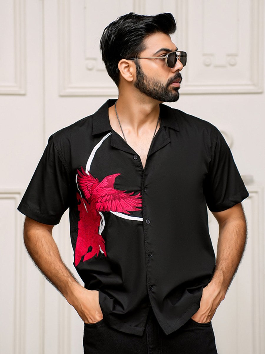 Raven Embroidered | Relaxed Fit | Luxe Cotton Shirt