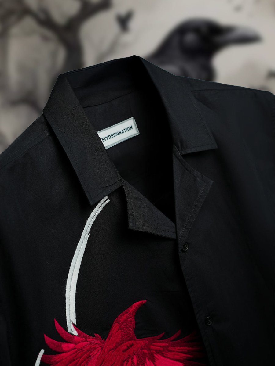 Raven Embroidered | Relaxed Fit | Luxe Cotton Shirt