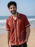Summer Leaf Embroidered Shirt | Men