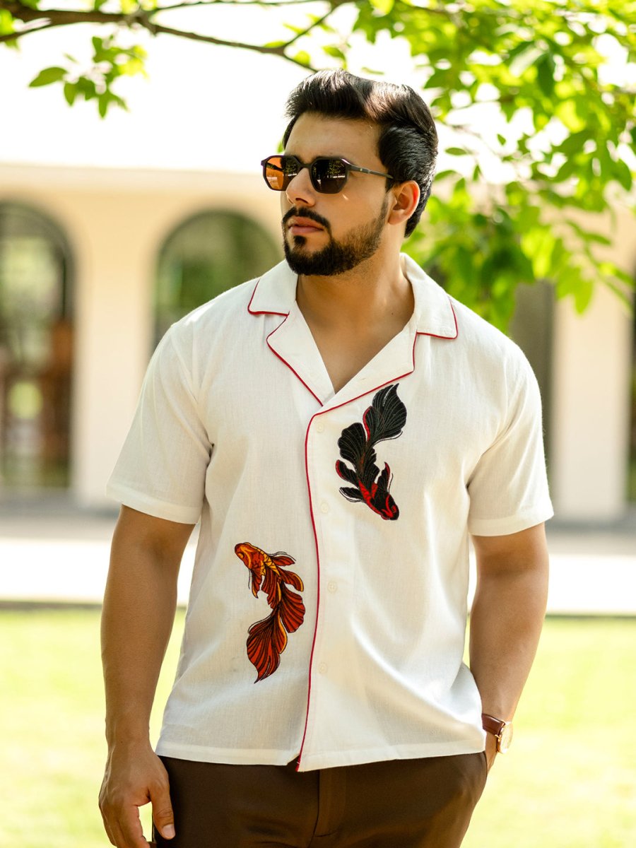 Twin Fish Embroidered Shirt