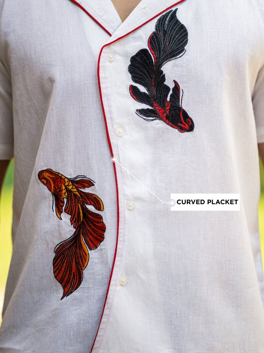Twin Fish Embroidered Shirt